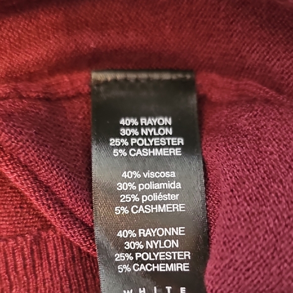 White House Black Market Burgundy Long Sleeve Blouse - Picture 6 of 7